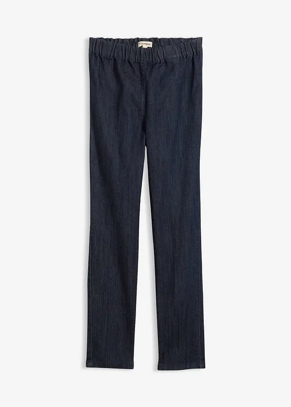 Slim-Fit-Jeans High Waist, cropped in blau von vorne - bonprix