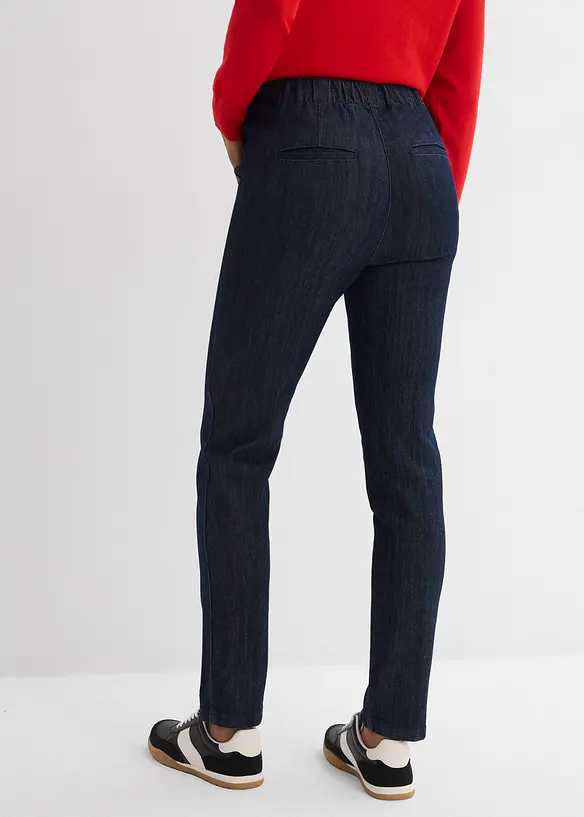 Slim-Fit-Jeans High Waist, cropped in blau von hinten - bonprix