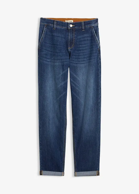 Boyfriend-Jeans, Mid Waist, Gummibund in blau von vorne - bonprix
