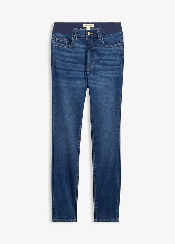 Skinny-Jeans High Waist, Bequembund in blau von vorne - bonprix Skinny-Jeans High Waist, Bequembund in blau von vorne - bonprix