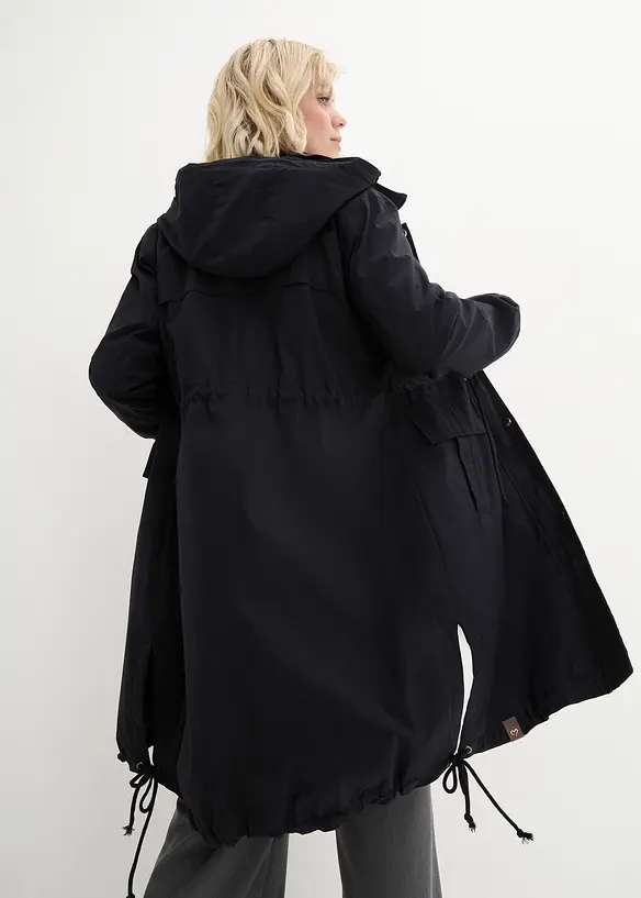 Trench-Parka mit großen Taschen in schwarz von hinten (im Anschnitt) - bonprix