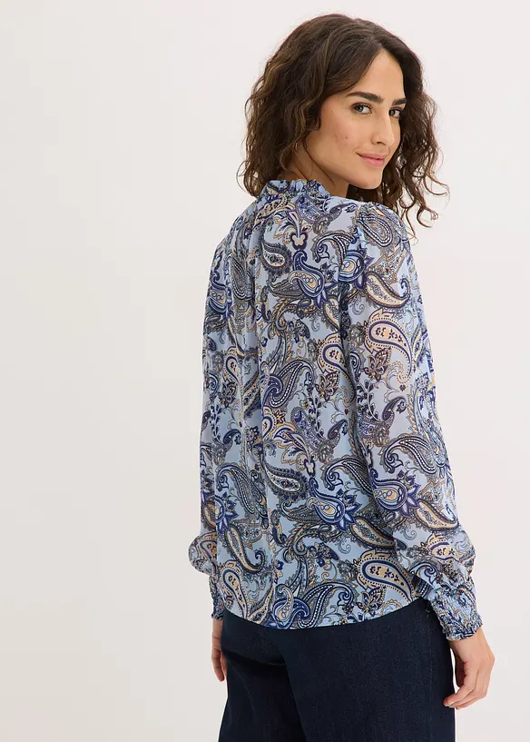 Chiffonbluse in blau von hinten (im Anschnitt) - bonprix