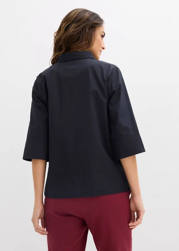 Bluse aus reiner Baumwolle in schwarz von hinten (im Anschnitt) - bonprix