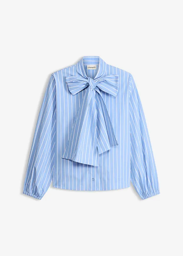 Schluppenbluse in blau von vorne - bonprix