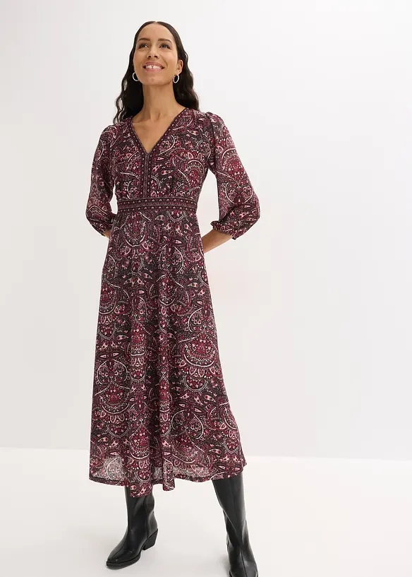 Jerseykleid in schwarz von vorne (Totalaufnahme) - bonprix