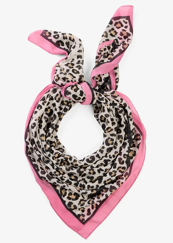 Tuch mit Leoprint in rosa von vorne - bonprix