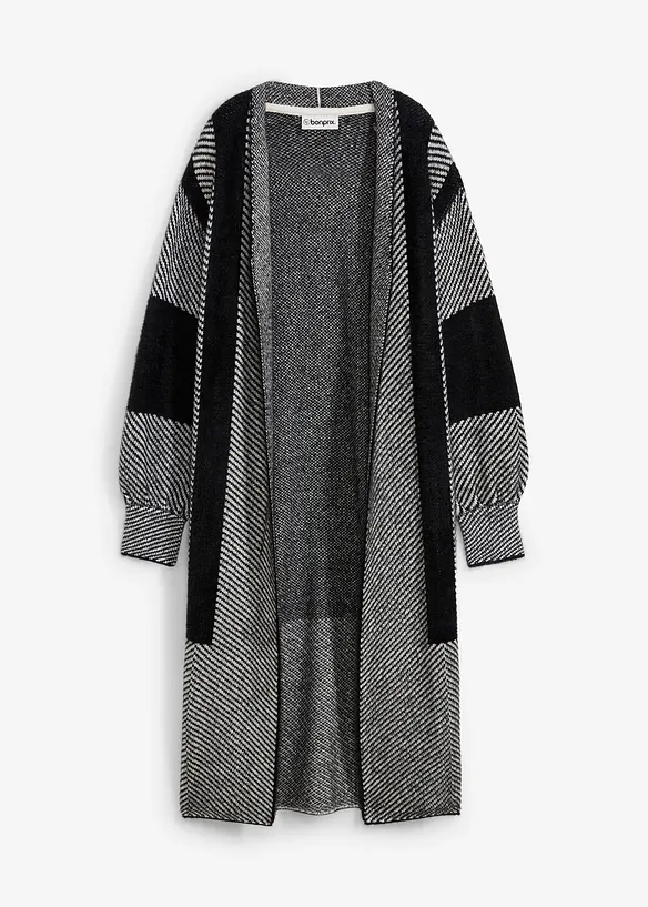 Strickmantel in schwarz von vorne - bonprix