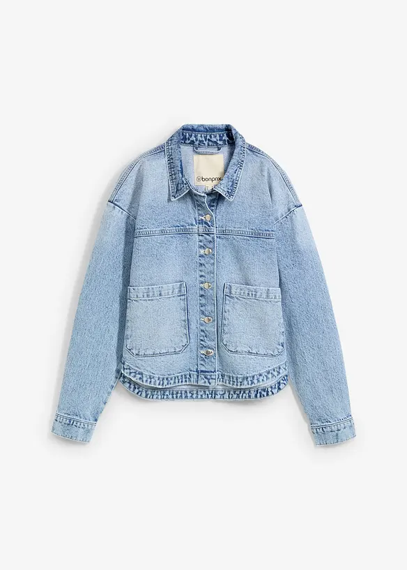 Denim Shaket / Jeansjacke in blau von vorne - bonprix