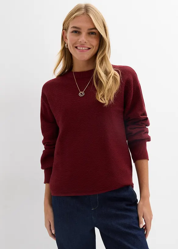 Pullover mit Baumwolle in rot von vorne (im Anschnitt) - bonprix