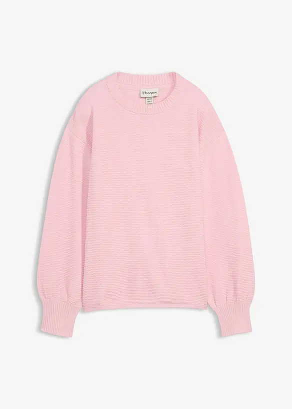 Pullover mit Baumwolle in rosa von vorne - bonprix
