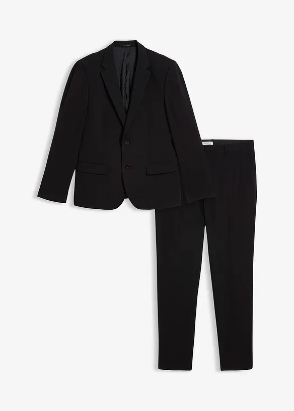 Super Stretch-Anzug (2tlg. Set), Slim Fit in schwarz von vorne - bonprix