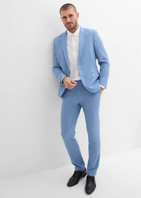 Super Stretch-Anzug (2tlg. Set), Slim Fit in blau von vorne (Totalaufnahme) - bonprix