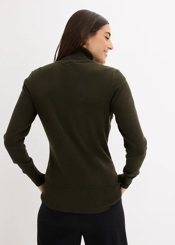 Basic Rollkragenpullover in grün von hinten (im Anschnitt) - bonprix