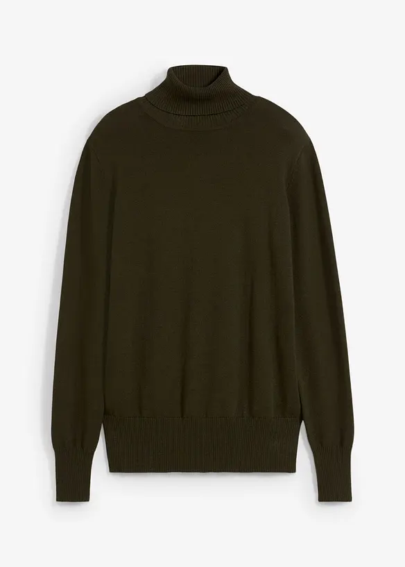 Basic Rollkragenpullover in grün von vorne - bonprix