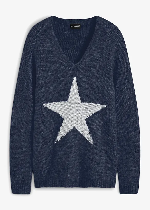 Pullover mit Stern in blau von vorne - bonprix