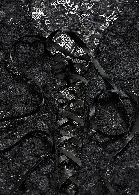 Body ouvert mit Wetlook in schwarz - bonprix