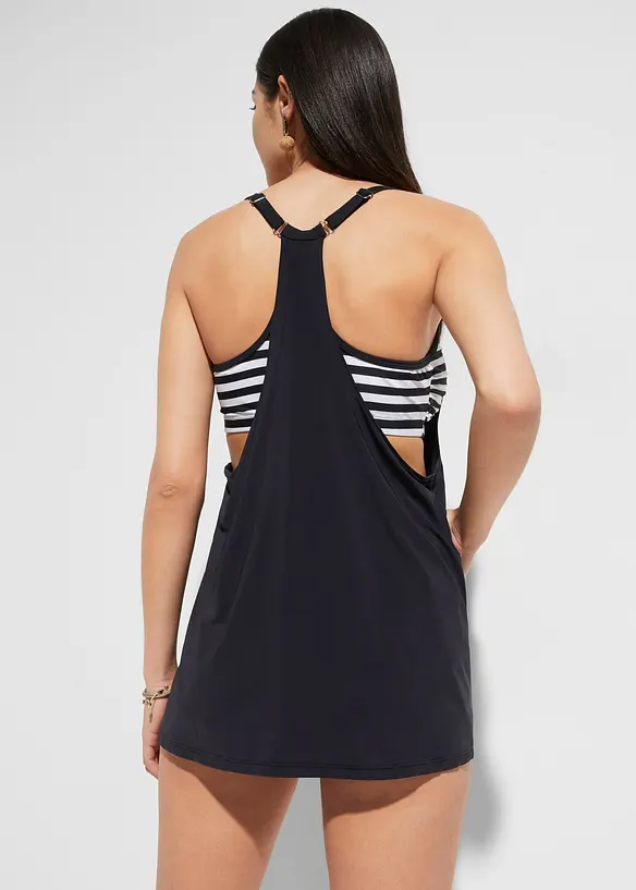 Long-Tankini mit Ringerrücken (2-tlg.Set) in schwarz von hinten (Totalaufnahme) - bonprix