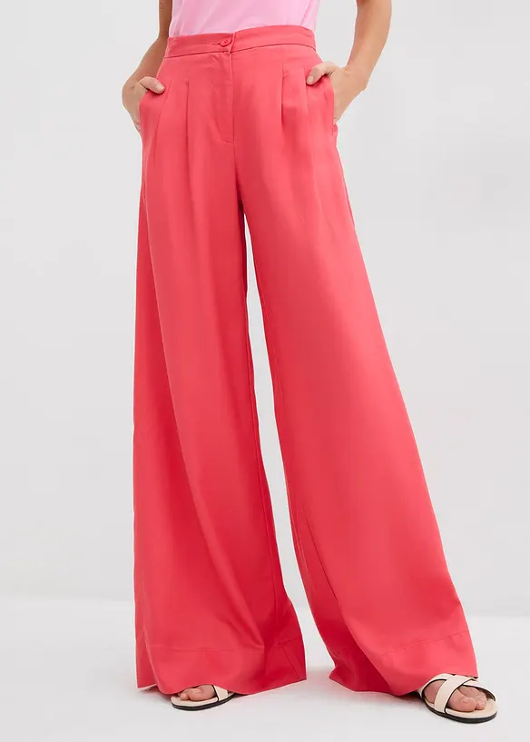 Bundfaltenhose aus fließendem Lyocell in pink von vorne - bonprix