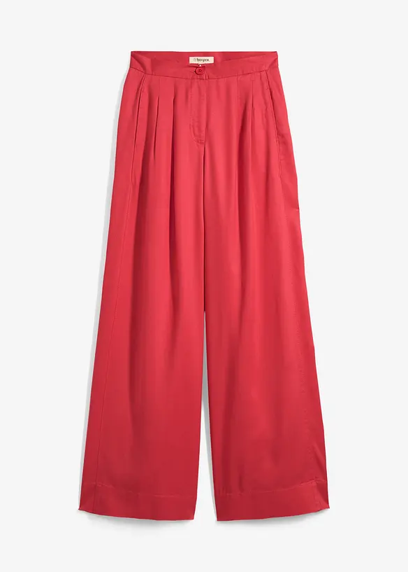 Bundfaltenhose aus fließendem Lyocell in pink von vorne - bonprix