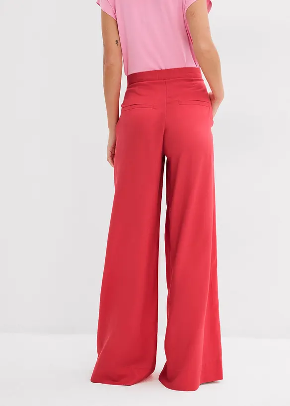 Bundfaltenhose aus fließendem Lyocell in pink von hinten - bonprix