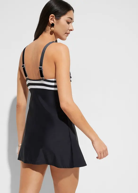 Long-Tankini (2-tlg.Set) in schwarz von hinten (Totalaufnahme) - bonprix
