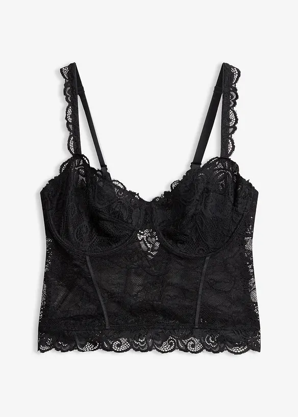 BH-Top aus Spitze in schwarz von vorne - bonprix