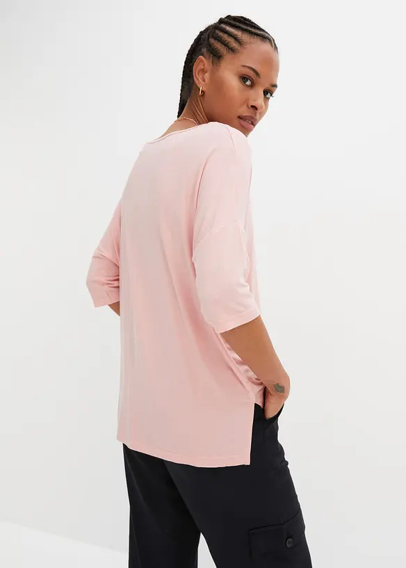 Boxy-Shirt aus softem Viskose-Mix in rosa von hinten (im Anschnitt) - bonprix