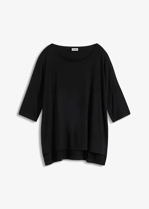 Boxy-Shirt aus softem Viskose-Mix in schwarz von vorne - bonprix
