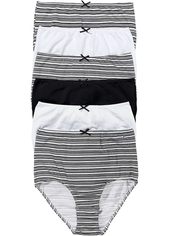Highwaist Slip mit weicher Baumwolle (6er Pack) in schwarz von vorne - bonprix