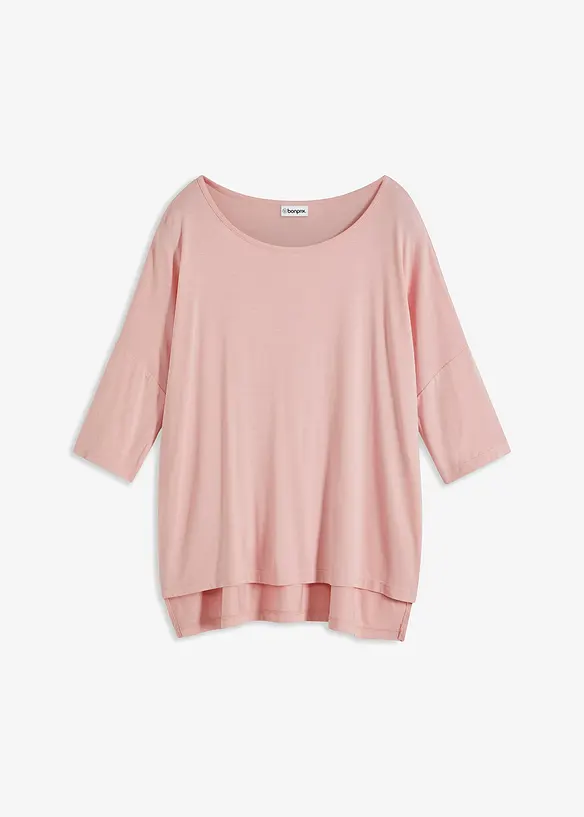 Boxy-Shirt aus softem Viskose-Mix in rosa von vorne - bonprix