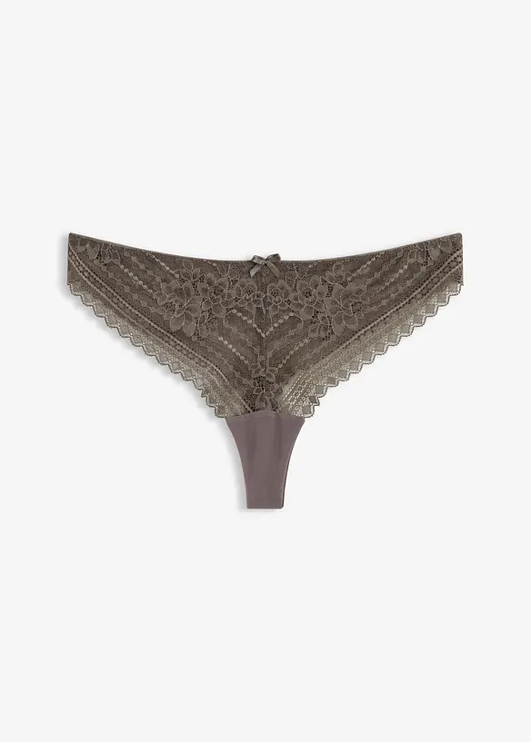 String aus zarter Spitze (2er Pack) in grau von vorne - bonprix