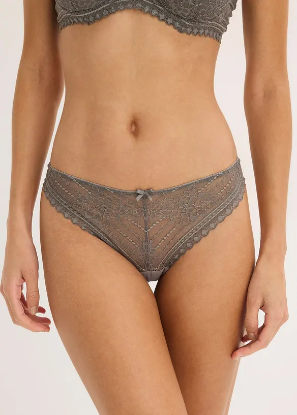 String aus zarter Spitze (2er Pack) in grau von vorne - bonprix