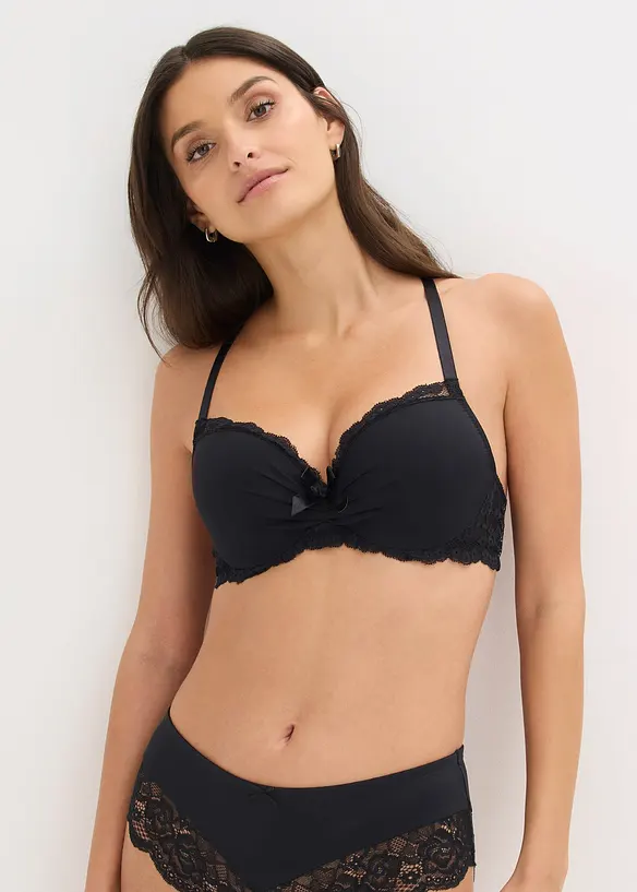 Schalen-BH mit Bügel in schwarz von vorne (im Anschnitt) - bonprix