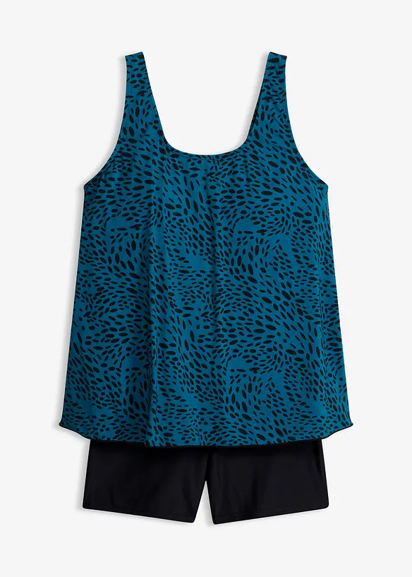 Badeanzug mit Bein in blau von vorne - bonprix