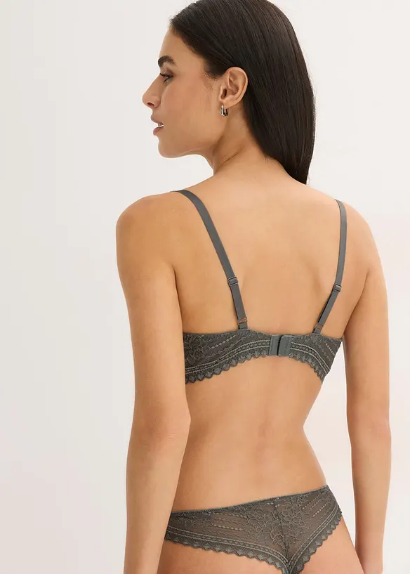 Schalen-BH aus zarter Spitze in grau von hinten (im Anschnitt) - bonprix