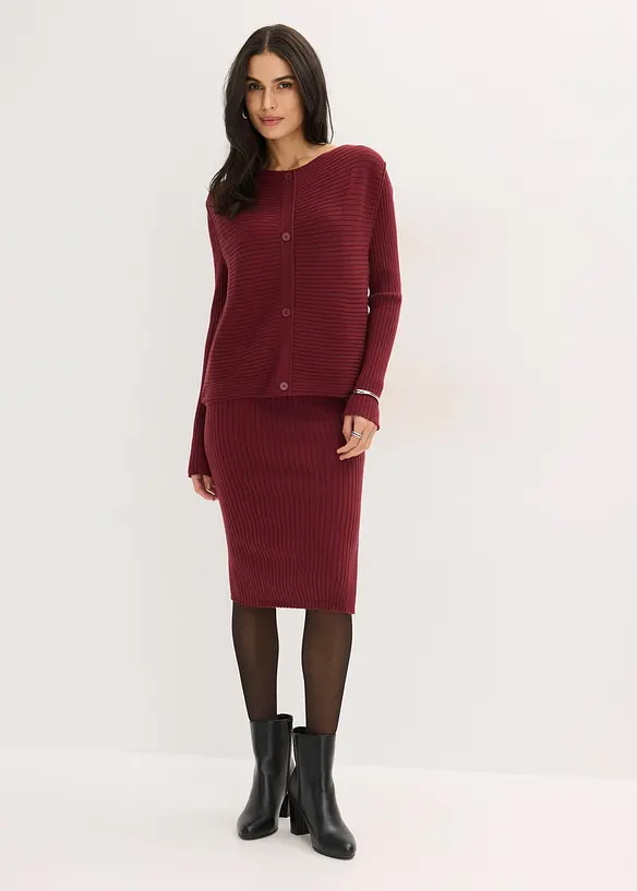 Strickkleid und Pullunder (2-tlg.Set) in rot von vorne (Totalaufnahme) - bonprix Strickkleid und Pullunder (2-tlg.Set) in rot von vorne (Totalaufnahme) - bonprix