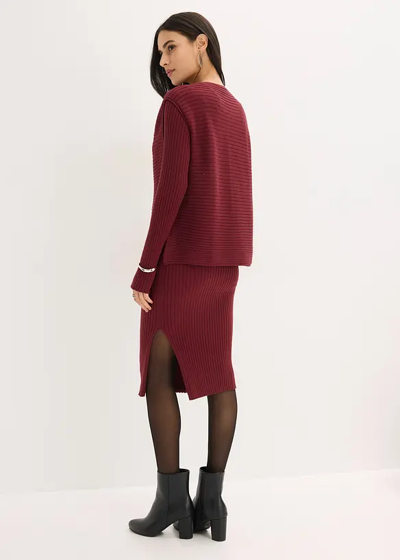 Strickkleid und Pullunder (2-tlg.Set) in rot von hinten (Totalaufnahme) - bonprix Strickkleid und Pullunder (2-tlg.Set) in rot von hinten (Totalaufnahme) - bonprix