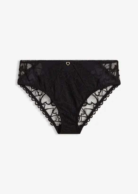 Maxislip mit zarter Spitze in schwarz von vorne - bonprix