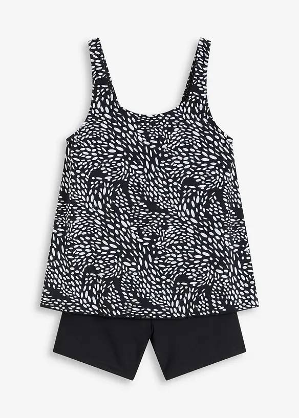Badeanzug mit Bein in schwarz von vorne - bonprix