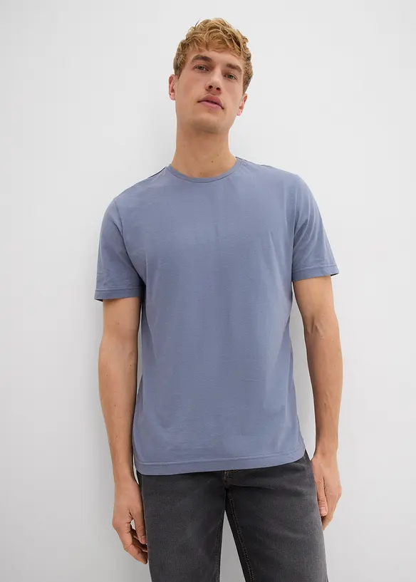 T-Shirt aus reiner Baumwolle (2er Pack) in grün von vorne (im Anschnitt) - bonprix