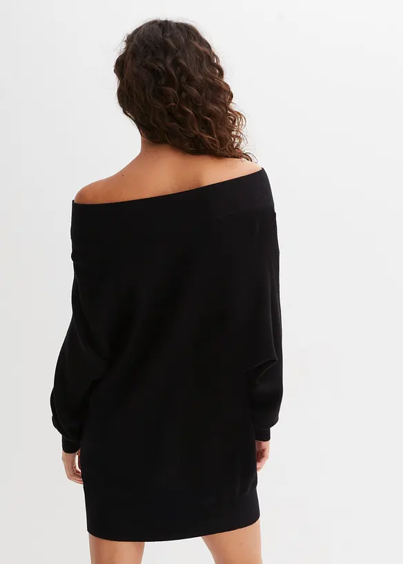 Off-Shoulder-Pullover aus Viskose-Mix in schwarz von hinten (im Anschnitt) - bonprix