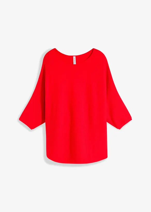 Oversize-Ripp-Pullover aus Viskose-Mix in rot von vorne - bonprix
