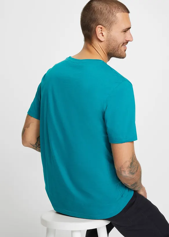 T-Shirt aus reiner Baumwolle (2er Pack) in petrol von hinten (im Anschnitt) - bonprix