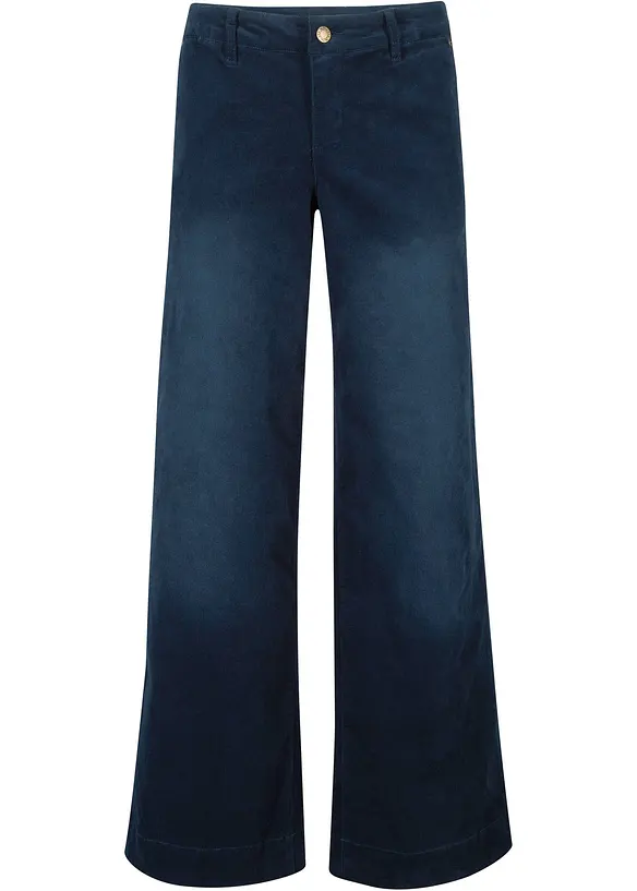 Weite Cordhose aus Baumwoll-Mix in blau von vorne - bonprix