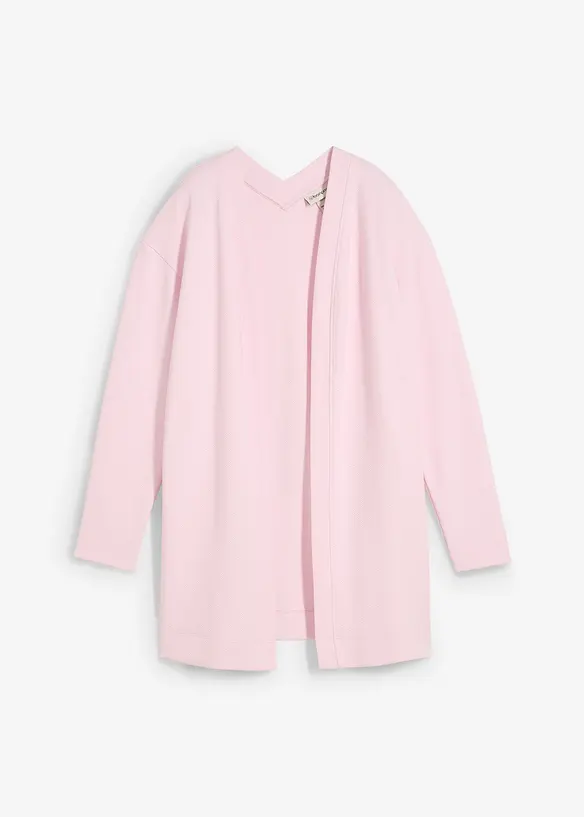 Long-Sweatjacke aus weichem Baumwoll-Mix in lila von vorne - bonprix