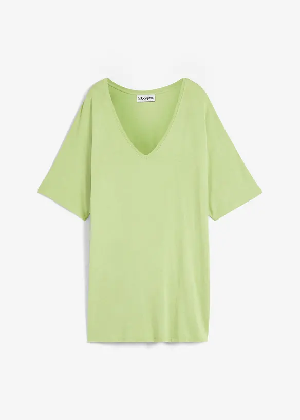 Long-Shirt aus Viskose-Mix in grün von vorne - bonprix