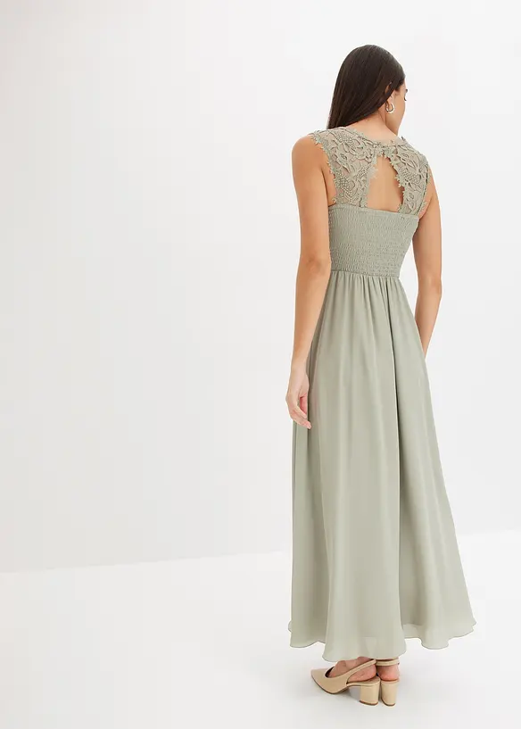 Maxikleid mit Spitze in grün von hinten (Totalaufnahme) - bonprix Maxikleid mit Spitze in grün von hinten (Totalaufnahme) - bonprix