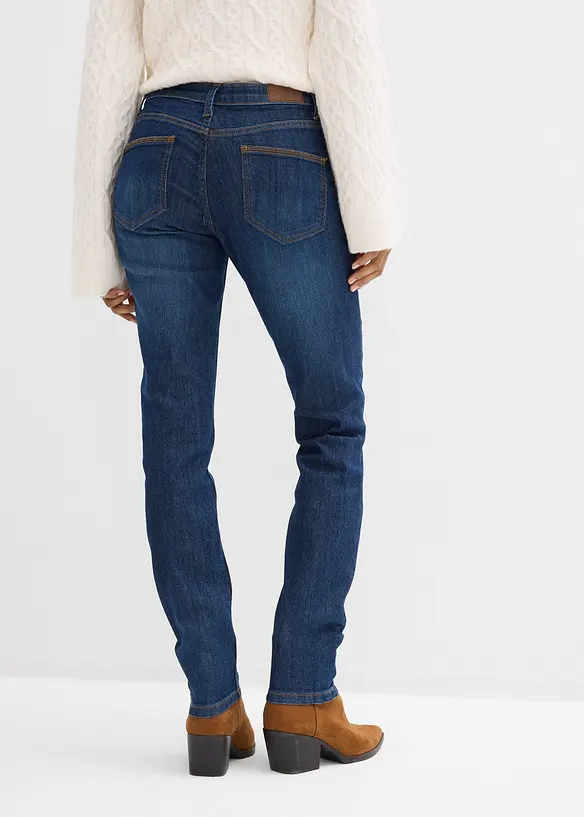 Skinny Jeans Mid Waist, Stretch in blau von hinten - bonprix