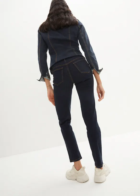 Mom Jeans Mid Waist, long in blau von hinten - bonprix