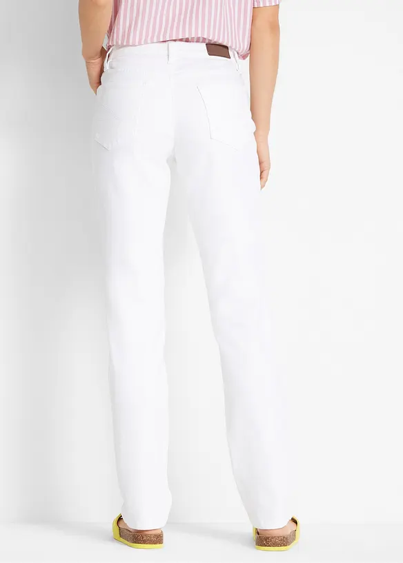Mom Jeans Mid Waist, long in weiß von hinten - bonprix